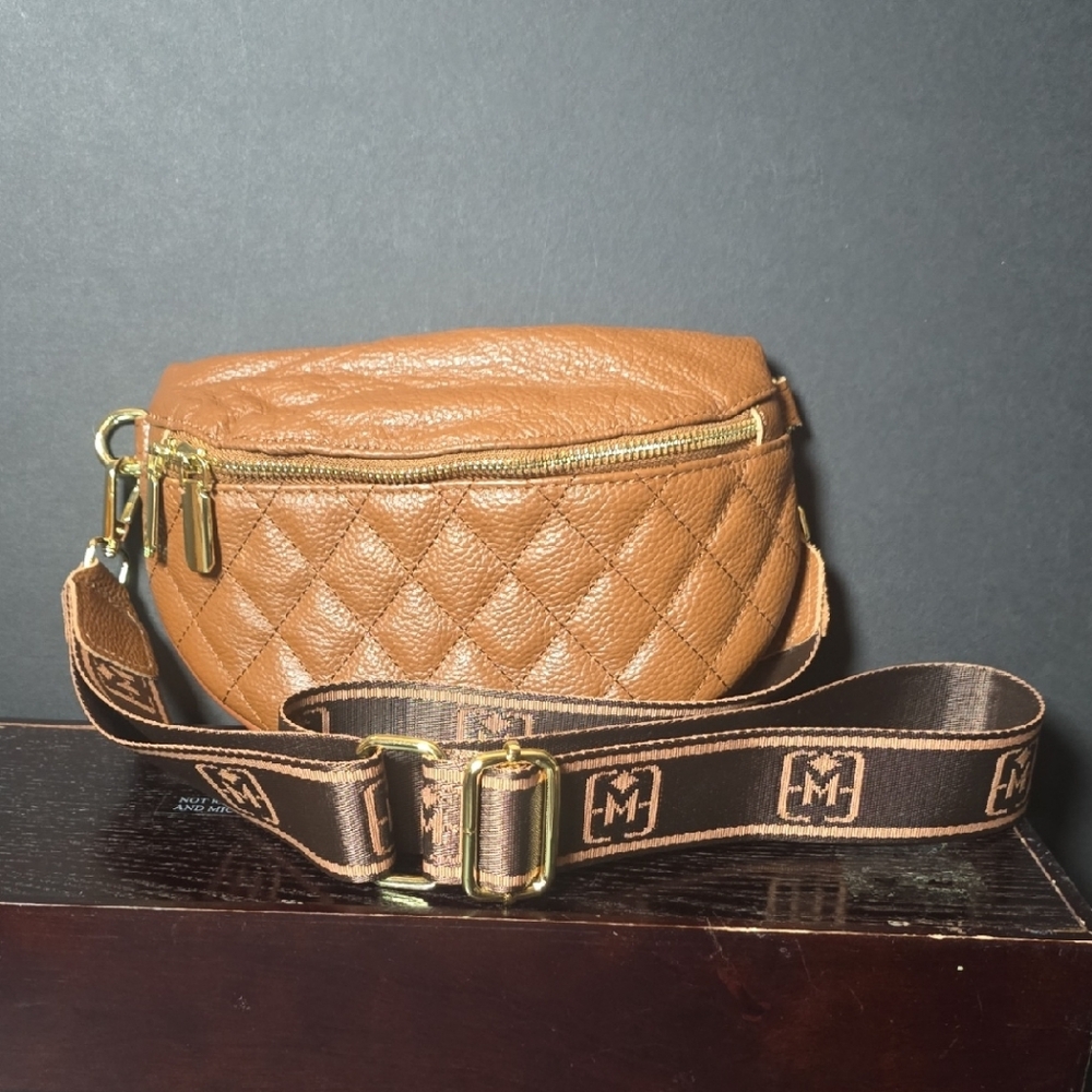 Brown Quilted Crossbody Bag